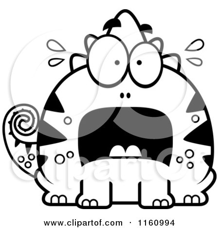 Cartoon of a Black And White Scared Chameleon Lizard Mascot - Royalty Free Vector Clipart by Cory Thoman