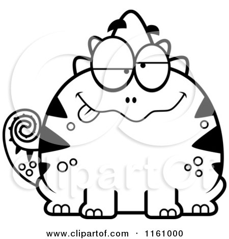 Cartoon of a Black And White Drunk Chameleon Lizard Mascot - Royalty Free Vector Clipart by Cory Thoman