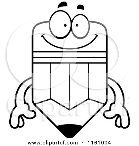 Cartoon of a Black And White Happy Pencil Mascot - Royalty Free Vector Clipart by Cory Thoman