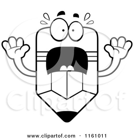 Cartoon of a Black And White Screaming Pencil Mascot - Royalty Free Vector Clipart by Cory Thoman