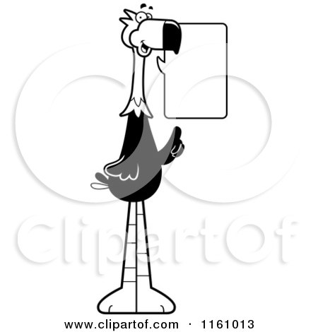 Cartoon of a Black And White Talking Terror Bird Mascot - Royalty Free Vector Clipart by Cory Thoman