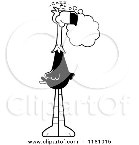 Cartoon of a Black And White Dreaming Terror Bird Mascot - Royalty Free Vector Clipart by Cory Thoman
