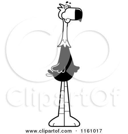 Cartoon of a Black And White Depressed Terror Bird Mascot - Royalty Free Vector Clipart by Cory Thoman