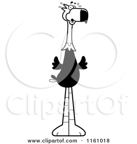 Cartoon of a Black And White Scared Terror Bird Mascot - Royalty Free Vector Clipart by Cory Thoman