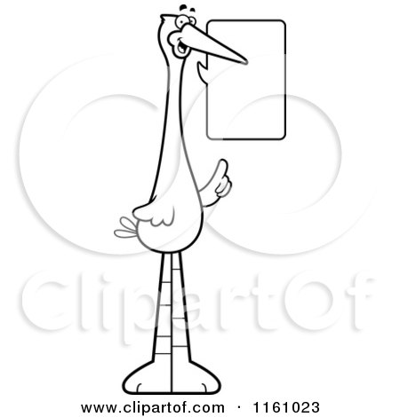 Cartoon of a Black And White Talking Stork Mascot - Royalty Free Vector Clipart by Cory Thoman