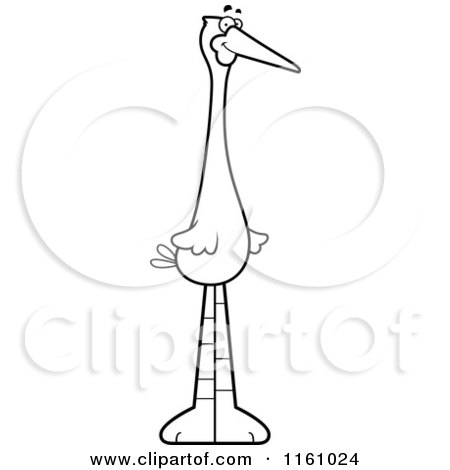 Cartoon of a Black And White Happy Stork Mascot - Royalty Free Vector Clipart by Cory Thoman