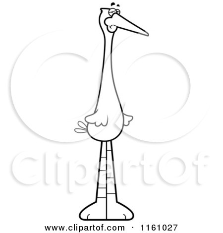 Cartoon of a Black And White Depressed Stork Mascot - Royalty Free Vector Clipart by Cory Thoman