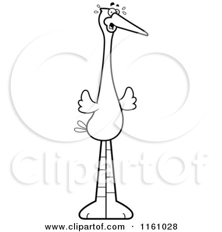Cartoon of a Black And White Scared Stork Mascot - Royalty Free Vector Clipart by Cory Thoman