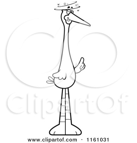Cartoon of a Black And White Drunk Stork Mascot - Royalty Free Vector Clipart by Cory Thoman