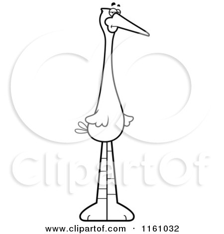 Cartoon of a Black And White Bored Stork Mascot - Royalty Free Vector Clipart by Cory Thoman