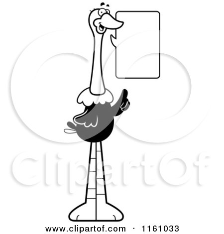 Cartoon of a Black And White Talking Ostrich Mascot - Royalty Free Vector Clipart by Cory Thoman