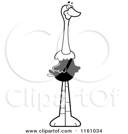 Cartoon of a Black And White Happy Ostrich Mascot - Royalty Free Vector Clipart by Cory Thoman