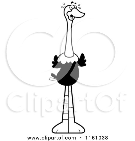 Cartoon of a Black And White Scared Ostrich Mascot - Royalty Free Vector Clipart by Cory Thoman