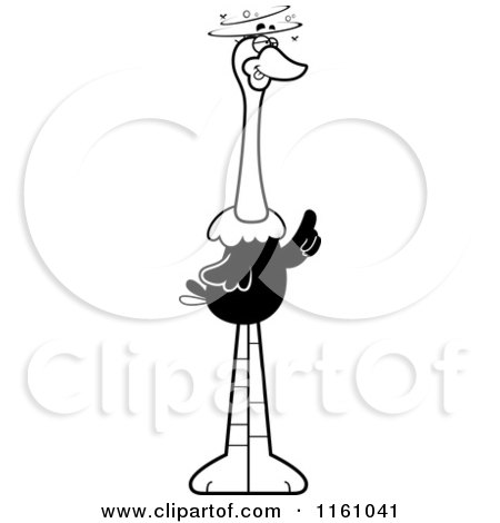 Cartoon of a Black And White Drunk Ostrich Mascot - Royalty Free Vector Clipart by Cory Thoman
