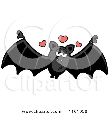 Cartoon of an Amorous Vampire Bat - Royalty Free Vector Clipart by Cory Thoman