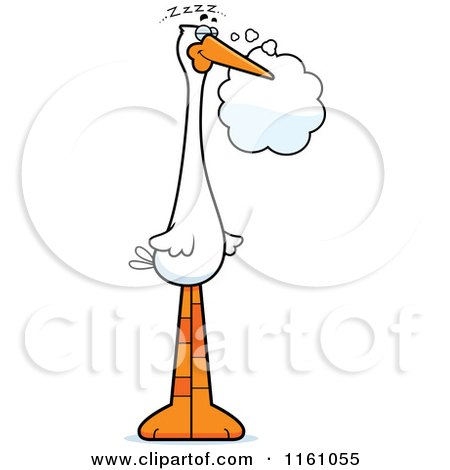 Cartoon of a Dreaming Stork Mascot - Royalty Free Vector Clipart by Cory Thoman