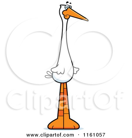 Cartoon of a Depressed Stork Mascot - Royalty Free Vector Clipart by Cory Thoman