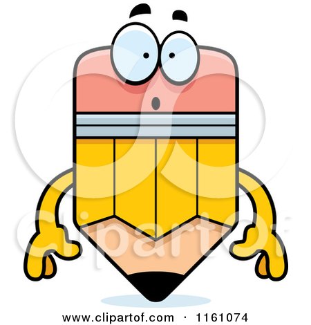 Cartoon of a Surprised Pencil Mascot Waving - Royalty Free Vector Clipart by Cory Thoman