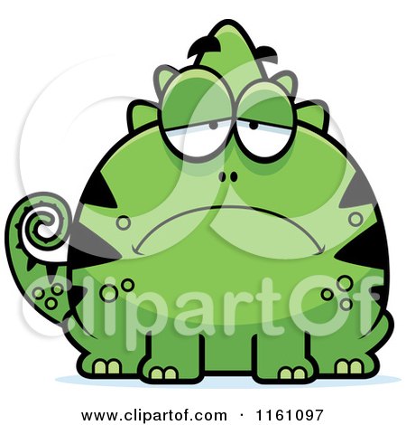 Cartoon of a Depressed Chameleon Lizard Mascot - Royalty Free Vector Clipart by Cory Thoman