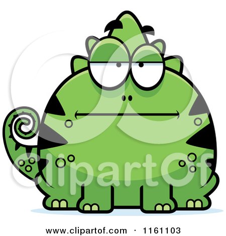 Cartoon of a Bored Chameleon Lizard Mascot - Royalty Free Vector Clipart by Cory Thoman