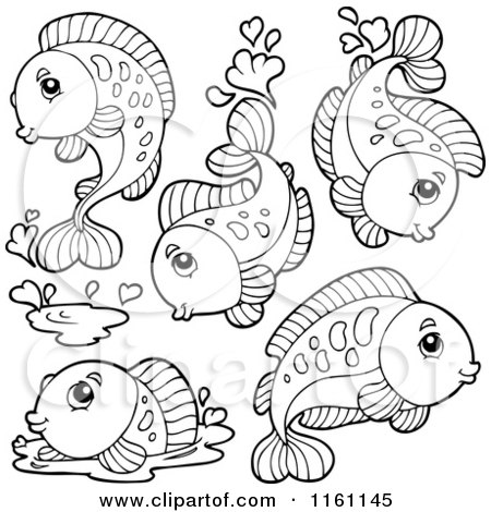 Cartoon of Outlined Fish - Royalty Free Vector Clipart by visekart