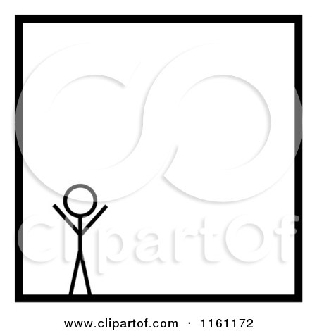 Clipart of a Stick Man and Black Square Border 2 - Royalty Free Illustration by oboy