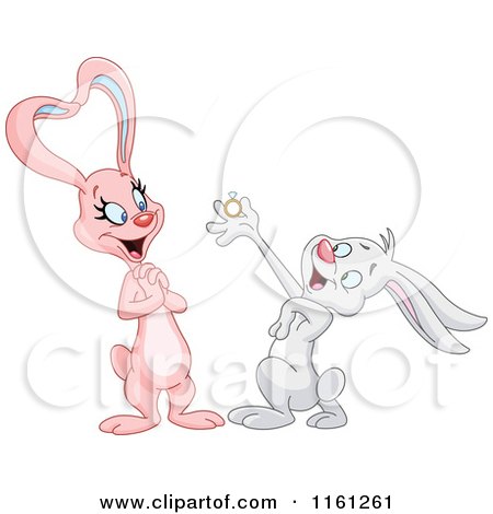 Cartoon of a Rabbit Proposing Marriage to His Love - Royalty Free Vector Clipart by yayayoyo