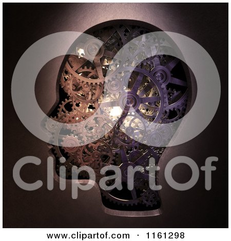 Clipart of a 3d Head with Gears - Royalty Free CGI Illustration by Mopic