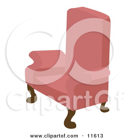 Pink Chair With Wooden Legs Clipart Illustration by AtStockIllustration