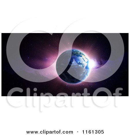 Clipart of a 3d Earth with the Sunrise - Royalty Free CGI Illustration by Mopic