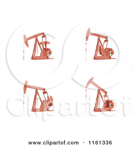Clipart of 3d Oil Pumps in Different Positions - Royalty Free CGI Illustration by Mopic