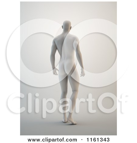 Clipart of a Rear View of a 3d Male Sculpture - Royalty Free CGI Illustration by Mopic
