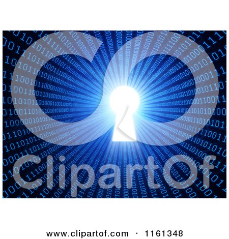 Clipart of a Binary Tunnel with Bright Light Shining Through a Key Hole at the End - Royalty Free CGI Illustration by Mopic