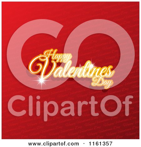 Clipart of a Happy Valentines Day Greeting Sparkling over Red - Royalty Free Vector Illustration by KJ Pargeter