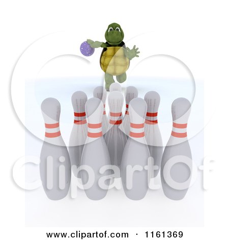 Clipart of a 3d Tortoise Bowling - Royalty Free CGI Illustration by KJ Pargeter