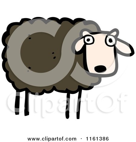 Cartoon of a Black Sheep - Royalty Free Vector Illustration by lineartestpilot