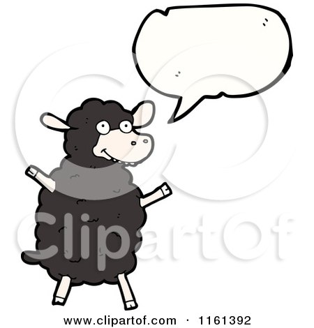 Cartoon of a Talking Black Sheep - Royalty Free Vector Illustration by lineartestpilot