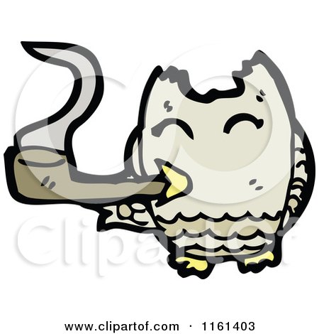 Cartoon of an Owl Smoking a Pipe - Royalty Free Vector Illustration by lineartestpilot