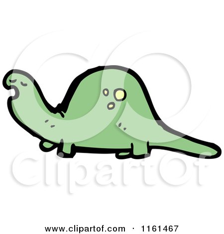 Cartoon of a Green Apatosaurus Dinosaur - Royalty Free Vector Illustration by lineartestpilot