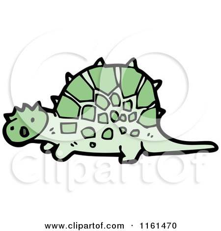 Cartoon of a Green Dinosaur - Royalty Free Vector Illustration by lineartestpilot