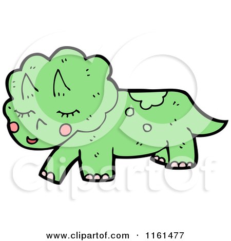 Cartoon of a Green Triceratops - Royalty Free Vector Illustration by lineartestpilot