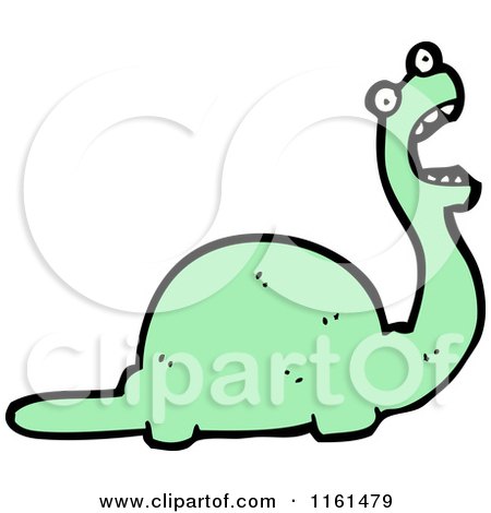 Cartoon of a Green Apatosaurus Dinosaur - Royalty Free Vector Illustration by lineartestpilot