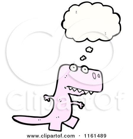 Cartoon of a Thinking Pink Tyrannosaurus Rex - Royalty Free Vector Illustration by lineartestpilot