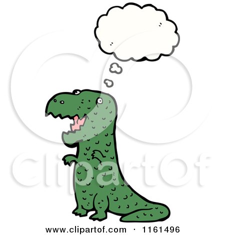 Cartoon of a Thinking Green Tyrannosaurus Rex - Royalty Free Vector Illustration by lineartestpilot