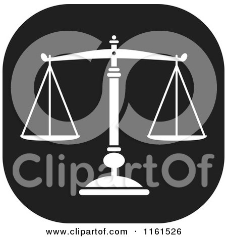 Clipart of a Black and White Scales of Justice Icon - Royalty Free Vector Illustration by Johnny Sajem