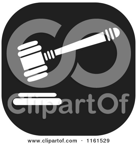 Clipart of a Black and White Gavel Icon - Royalty Free Vector Illustration by Johnny Sajem