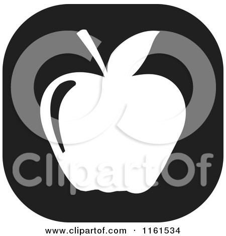 Clipart of a Black and White Apple Icon - Royalty Free Vector Illustration by Johnny Sajem