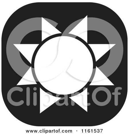 Clipart of a Black and White Sun Icon - Royalty Free Vector Illustration by Johnny Sajem
