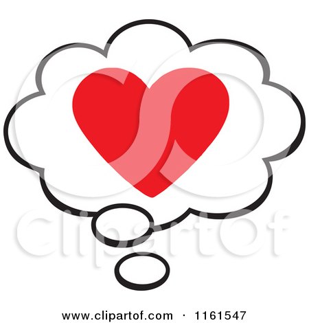 Cartoon of a Red Valentine Heart in a Thought Balloon - Royalty Free Vector Clipart by Johnny Sajem