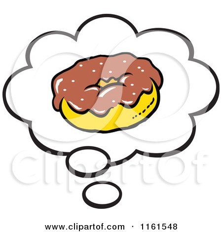 Cartoon of a Chocolate Donut in a Thought Balloon - Royalty Free Vector Clipart by Johnny Sajem